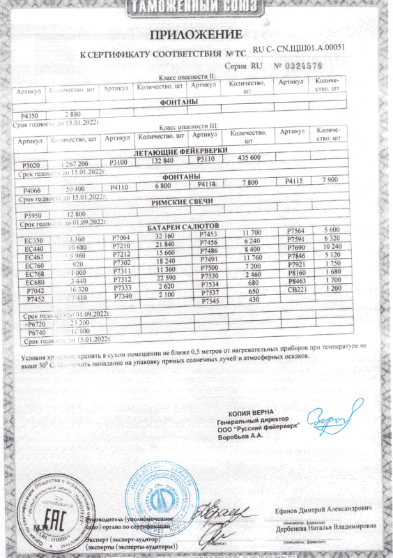 Сертификат соответствия № 0324578  - Михайловск Свердловская область | mihajlovsksverdlovskaya.salutsklad.ru 